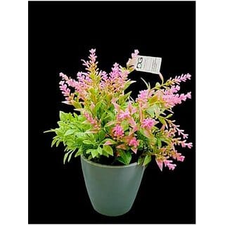 De Gardenia Mini Artificial Plants Multicolours Lifelike Fake PlantsHome and Office Decor Mini Artificial Plants Set for Home and Office Decor Lifelike Fake Plants (Pink 2)