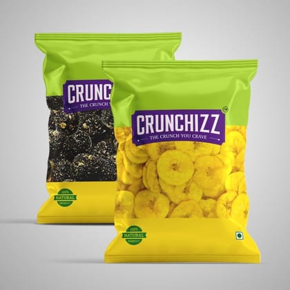 CRUNCHIZZ Authentic Kerala Style Yellow Banana Chips & Sesame Chikki Black Combo I Traditional South Indian Recipe I No Artificial Additives I Perfect Munchy Bites I Pack of Two I 200 Grams Each I Total 400 Grams