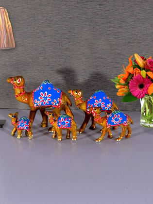 DreamKraft Paper Mache Camel Showpiece (Set of 5,Yellow)