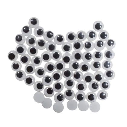 Nawani Googly Moving Eyes, Black/White (200 Pieces, 10mm)