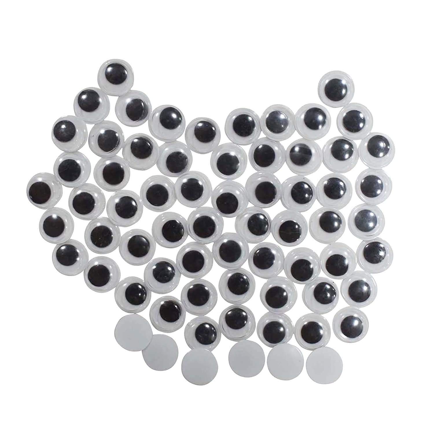 Nawani Googly Moving Eyes, Black/White (200 Pieces, 10mm)
