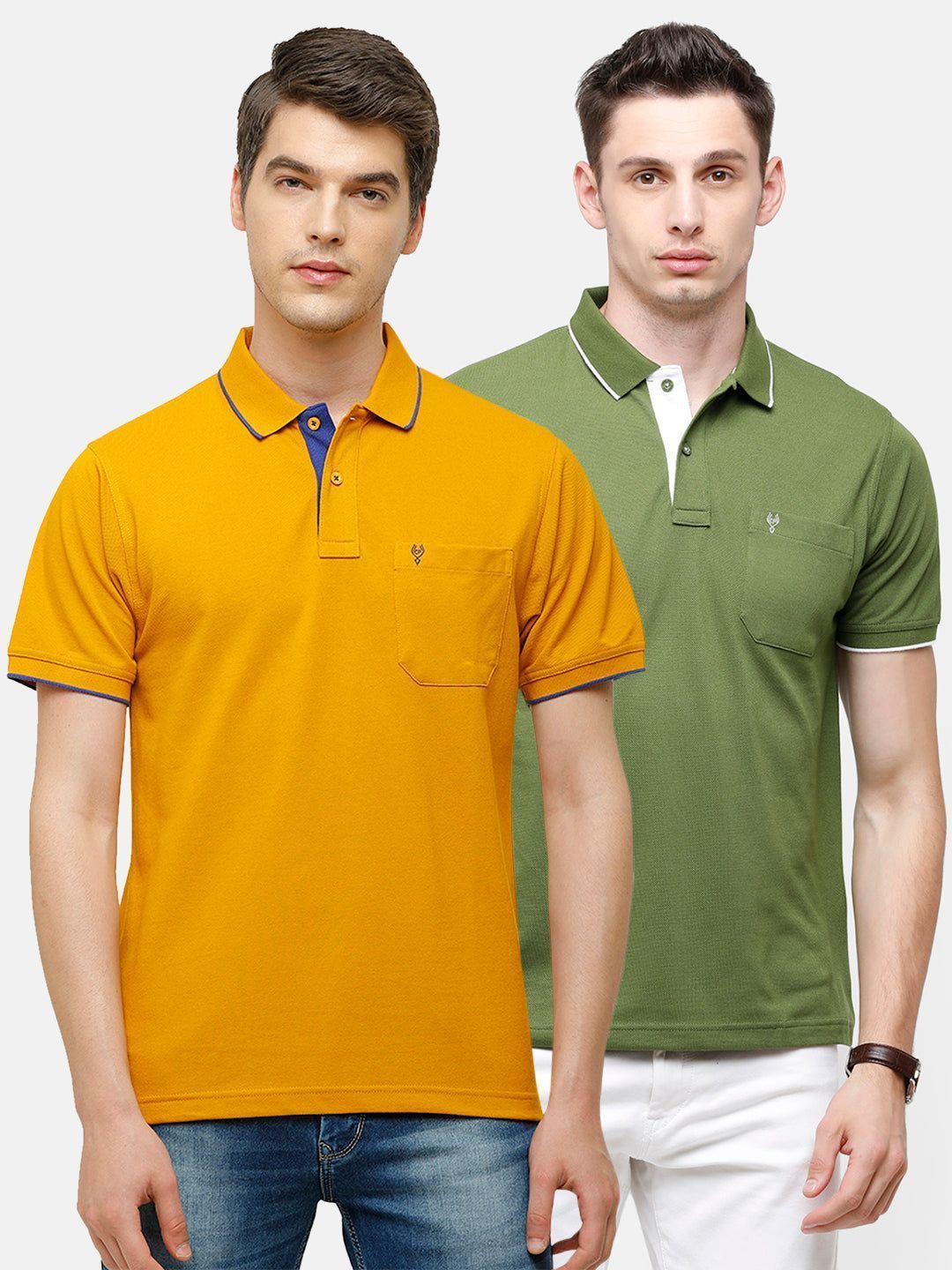 Classic Polo Men's Combo Double Pique Polo Half Sleeve Slim Fit T-Shirt Nova - Pack of 2
