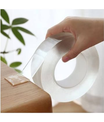ONFINIO Nano Double Sided Adhesive Silicon Tape Removable,Washable, Heat Resistant and Sticky No Trace and Multi-Functional Size - (3 Meter) (Pack of 1)