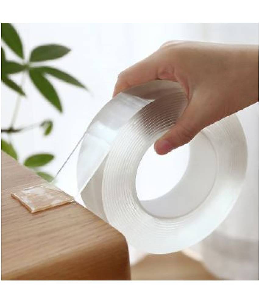 ONFINIO Nano Double Sided Adhesive Silicon Tape Removable,Washable, Heat Resistant and Sticky No Trace and Multi-Functional Size - (3 Meter) (Pack of 1)