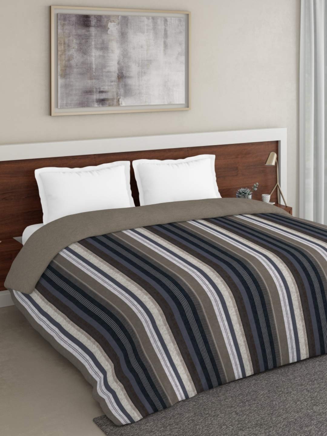 DDECOR - Creme Collection 100% Cotton Geometric Pattern MICPOL King Quilt |229 CM X 274 CM| - Brown