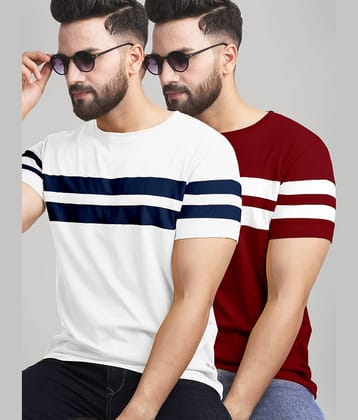 AUSK Pack of 2 Cotton Blend Regular Fit Men's T-Shirt ( White )