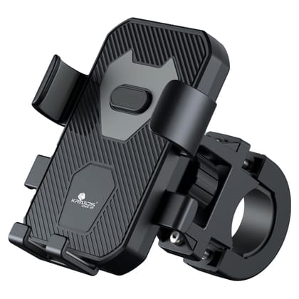 Kratos Mobile Holder for Bike with One-Touch Lock, 360 Rotating Adjustable Phone Mount for Bike Handlebar, Heavy Duty Shockproof Mobile Stand for Motorcycles, Universal Anti-Slip Bike Mobile Holder Black Kratos Mobile Holder for Bike with One-Touch Lock, 360 Rotating Adjustable Phone Mount for Bike Handlebar, Heavy Duty Shockproof Mobile Stand for Motorcycles, Universal Anti-Slip Bike Mobile Holder Black