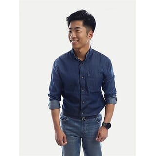 Radprix Men Solid Casual Dark Blue Shirt