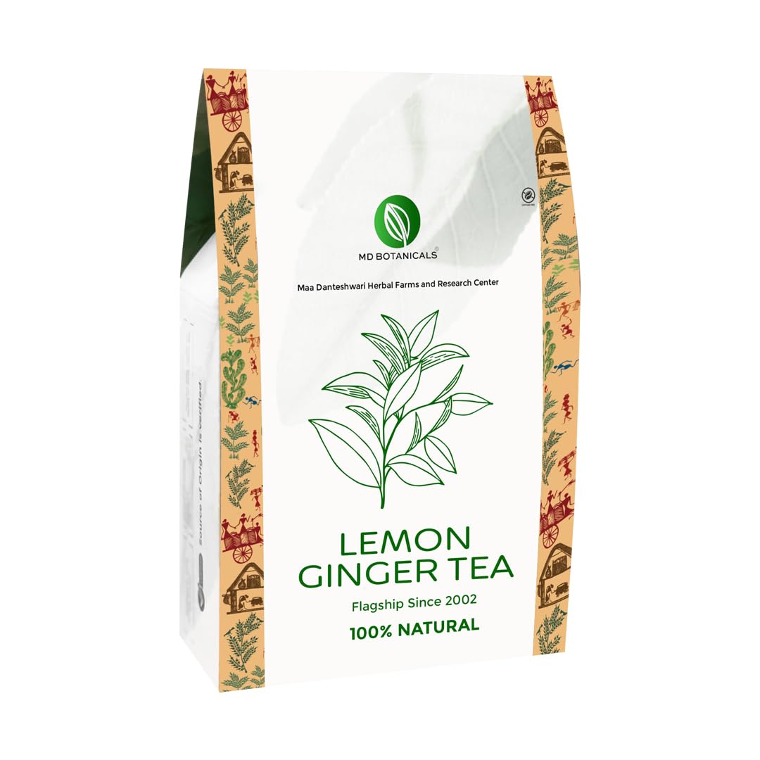 MD Botanicals Lemon Ginger Tea | Refreshing Herbal Detox Blend | Supports Digestion & Immunity | Caffeine-Free | 70g Loose Leaf