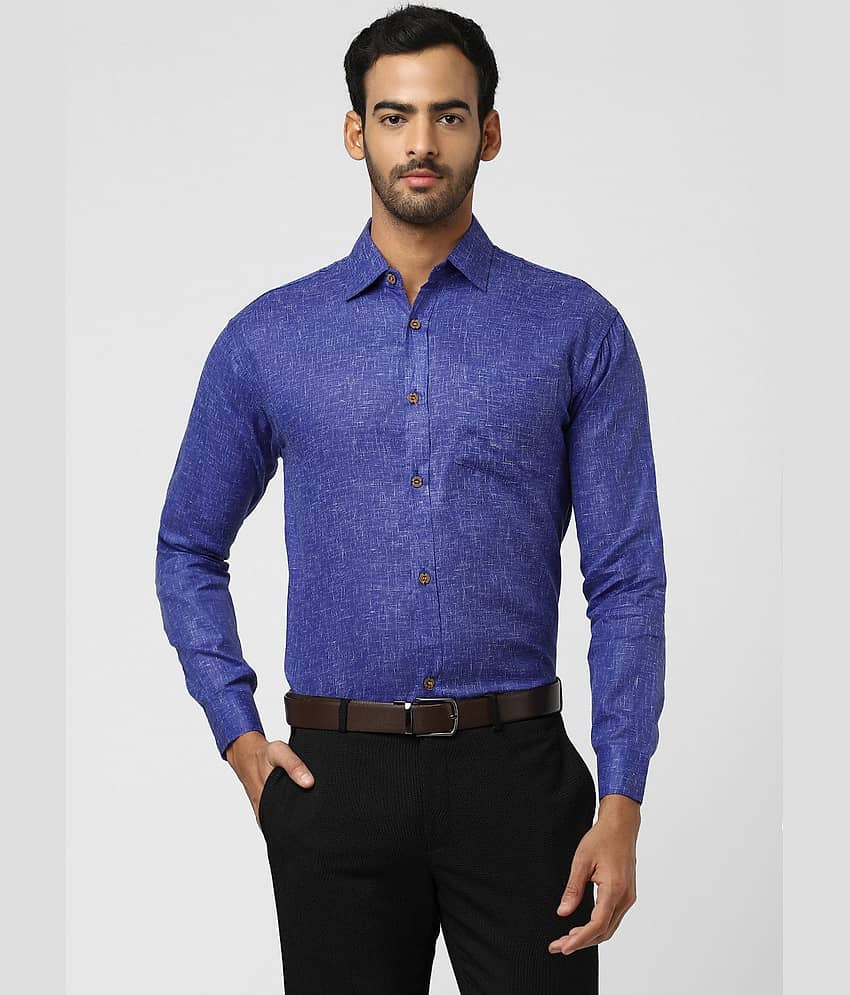 DESHBANDHU DBK - Blue Linen Regular Fit Men's Formal Shirt (Pack of 1)