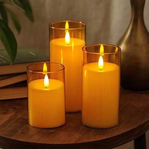 SATYAM KRAFT 1 Set (3 Pcs) LED Tea Light Candles | Flameless, Smokeless, Unscented | for Gifting, Diwali, Home