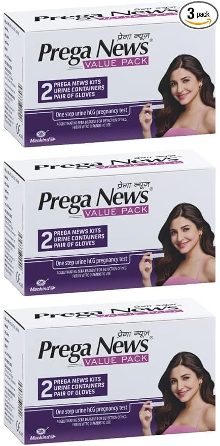 PREGANEWS Value Pack( 2 Gloves + 2 Urine Containers + 2 Pregnancy Test Kits ) x Pack of 3 Pregnancy Test Kit  (6 Tests)