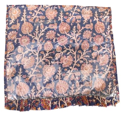 KALANKARI Blue Floral Print1 SAREEE COVER  Tablecloth with Ruffle Edge