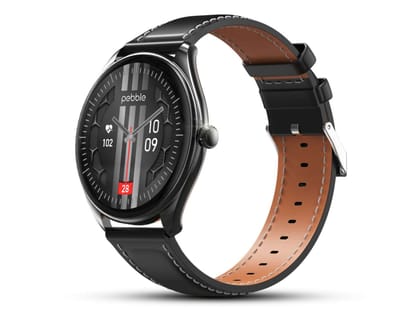 Pebble Royale Legend 1.43" AMOLED Display, Slimmest Design, Bluetooth Calling, Premium Built, Always On Display, Multi Sports Mode, Smart Watch - Black