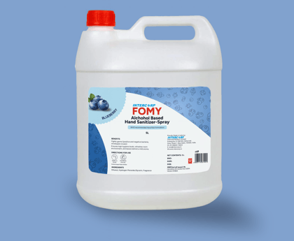 INTERCORP FOMY 75% Isopropyl Alcohol-based Hand Rub Sanitizer and Disinfectant, 5 Liter Jumbo Saver Pack (Blueberry)