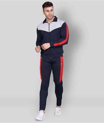 PRAUME - Navy Blue Polyester Slim Fit Colorblock Men's Sports Tracksuit ( Pack of 1 )