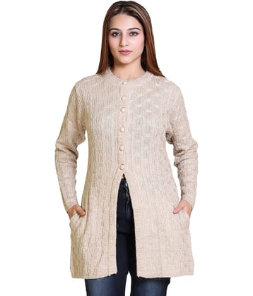 Varenyam Women Acrylic Round Neck Cardigan ( Beige )
