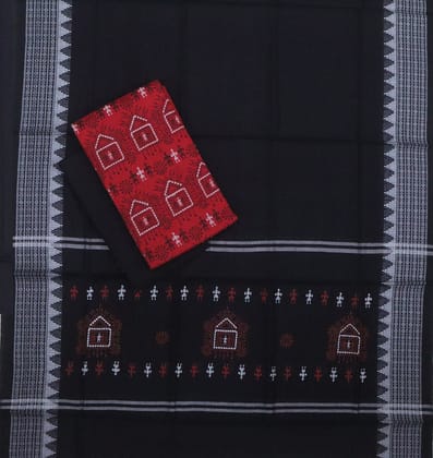 American Red Tribal Design Bomkai Dress Set