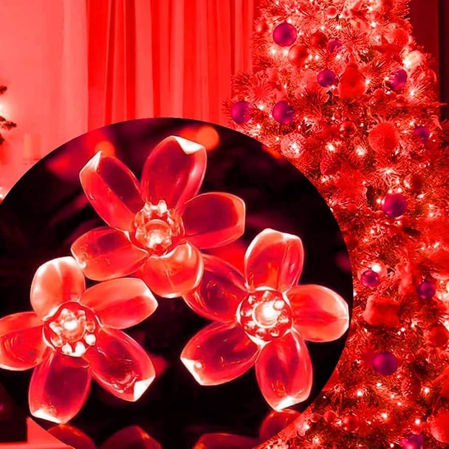 GLOWSERIE Decorative Red Blossom LED String Lights for Festivals & Parties