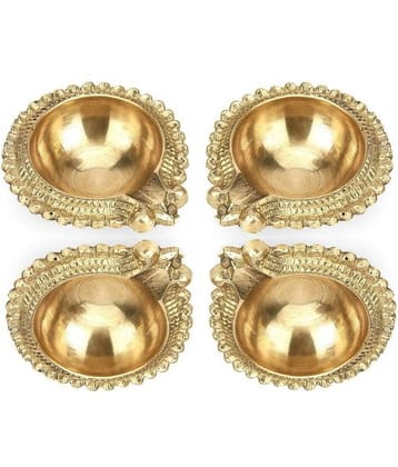 FASHION BIZZ Brass Diwali Diya - Pack of 4