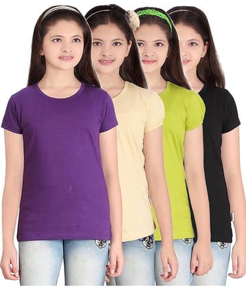 Sini Mini Pack of 4 Girls 100% Cotton T-Shirts ( Blue )