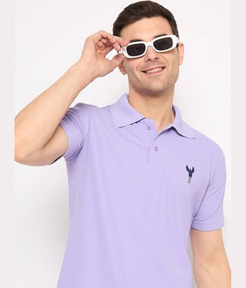 KASMA Men Cotton Blend Regular Fit Solid Polo T Shirt ( Indigo )