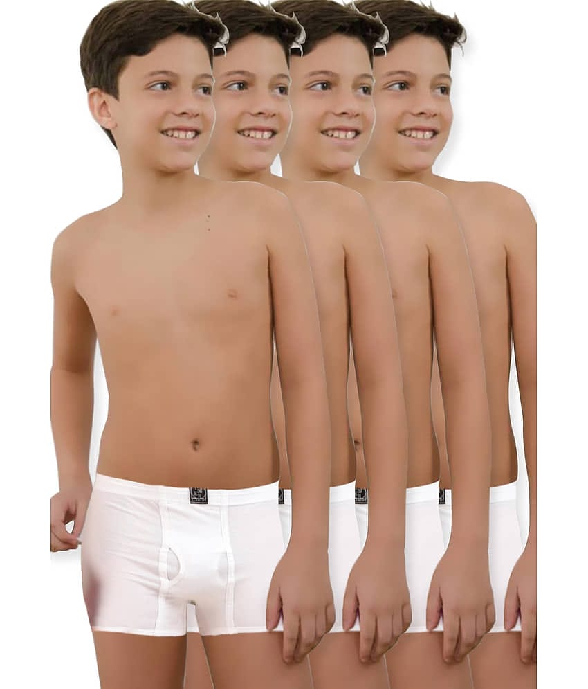 Inner Element Pack of 4 Boys Cotton Trunks ( White )