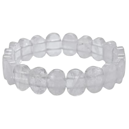 Sahaj Hast Clear Quartz Faceted Oval Bracelet  Healing Gemstone Jewelry (Size - 8.5")