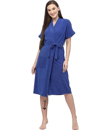 Poorak Blue Free Size Bathrobe ( Pack of 1 )