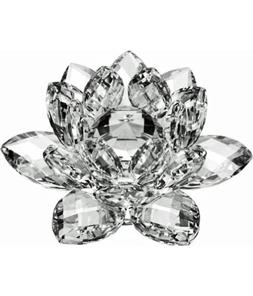 S.S Creation 2 Inch Crystal Lotus Flower - Peace Wealth And Prosperity Clear Hue Reflection