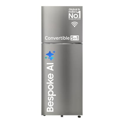 Samsung 396 L, 2 Star, Convertible 5-in-1, Digital Inverter, Frost Free Double Door, Bespoke AI WiFi Enabled Refrigerator (RT41DG6A2BSLHL, Ez Clean Steel/Real Steel, Silver) Samsung 396 L, 2 Star, Convertible 5-in-1, Digital Inverter, Frost Free Double D