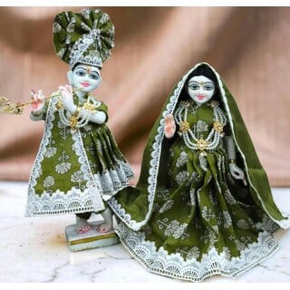 Handcrafted Radha Krishna Poshak Dress with elegant Border and Dupatta