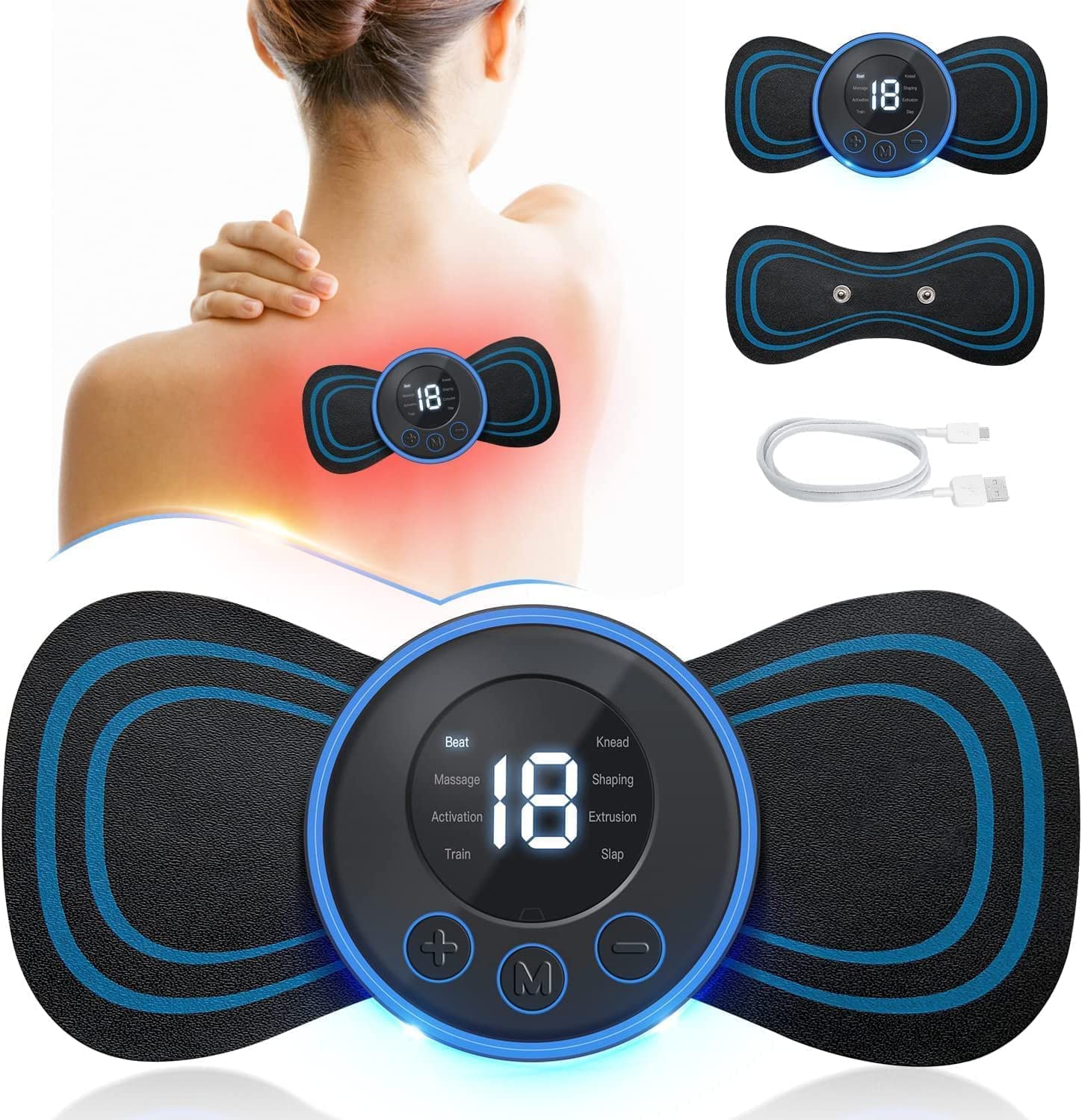 EMS Electric Muscle Stimulator – Portable Pain Relief & Muscle Relaxation Device | TENS EMS Therapy Massager for Back, Neck, Shoulder & Body Recovery