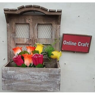 Onlinecraft Wooden Wall Self Wooden Wall Shelf (Number Of Shelves - 1, Brown)