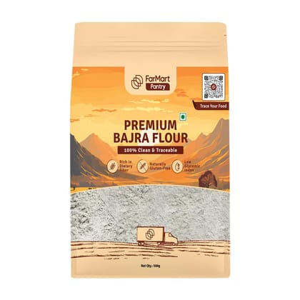 FarMart Pantry Bajra Flour (500g) | Gluten-Free Superfood | Rich in Calcium & Fiber | Ideal for Rotis, Chillas & Wholesome Cooking FarMart Pantry Bajra Flour (500g) | Gluten-Free Superfood | Rich in Calcium & Fiber | Ideal for Rotis, Chillas & Wholesome Cooking