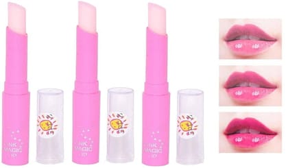 Elecsera Strawberry Pink Magic Lip Balm Pack of 3 Strawberry (Pack of: 3, 30 g)
