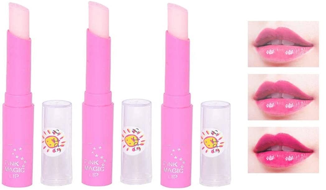 Elecsera Strawberry Pink Magic Lip Balm Pack of 3 Strawberry (Pack of: 3, 30 g)