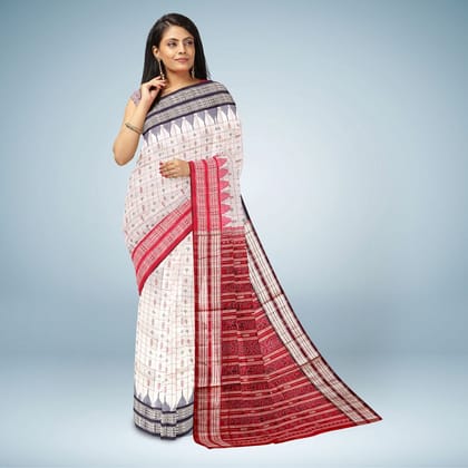 Light Silver Temple Border Tussar Silk Saree