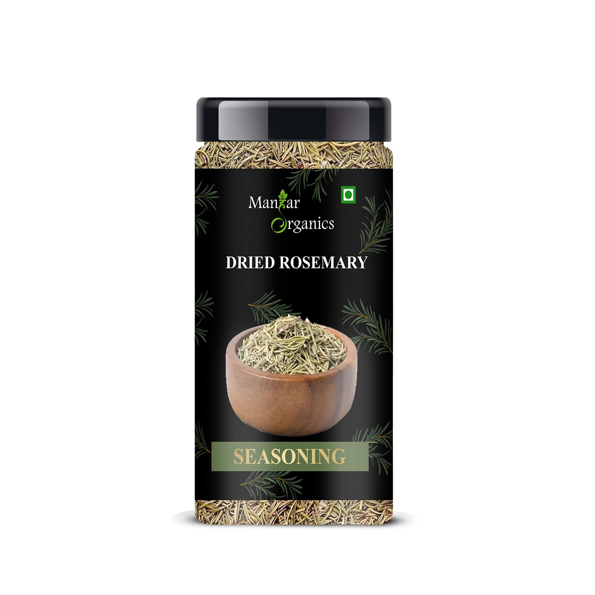 ManHar Organics Dried Rosemary Leaves Jar 75gm | Aromatic Herb for Cooking, Seasoning, Marinades & Baking | Mediterranean Flavor | Rosemary Herbal Tea for Hair Growth