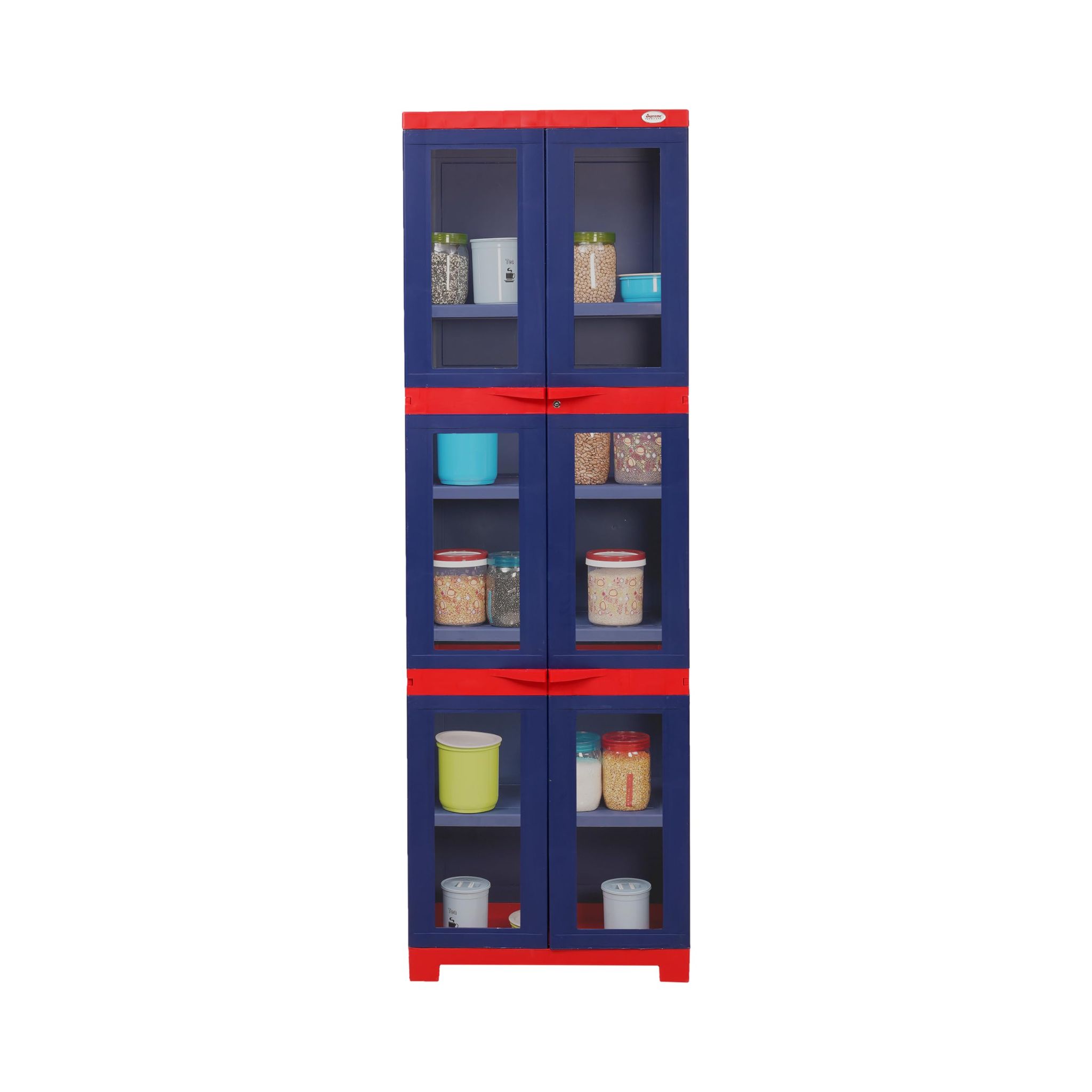Supreme Furniture Fusion 3-FG Front Glass Cupboard/Almirah/Cabinet for Home, Living Room/Office/Library and Kids Room.Large (DIY)
