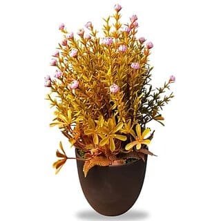 De Gardenia Artificial Bonsai Plant with Black Pot | Decorative Tabletop Accessory for Home Office Bedroom Balcony and Living Room | Realistic Faux Plant | 12 Inches Tall | Natural Look (1 Pink)