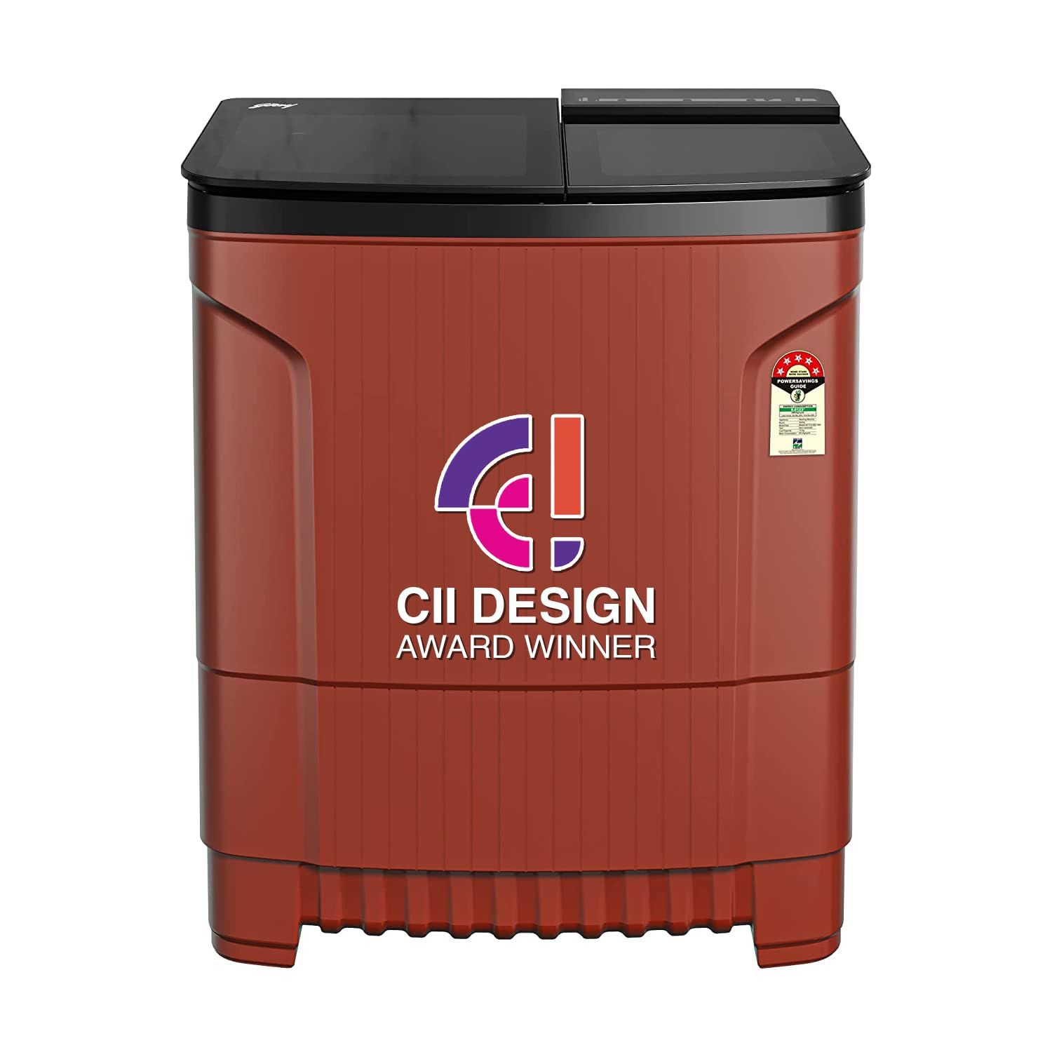 Godrej 8 Kg 5 Star With 460 PowerMax Wash Motor Semi-Automatic Top Load Boderless Design Washing Machine Appliance (WSEDGE ULT 80 5.0 DB2M CSRD, Crystal Red, With Toughened Glass Lid) Godrej 8 Kg 5 Star With 460 PowerMax Wash Motor Semi-Automatic Top Loa