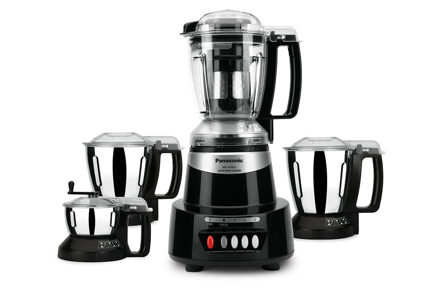 Panasonic Heavy Duty Mixer Grinder For Kitchen MX-AV425 (Rustic Red) Elements Series Powerful 1500W (MMLW) 4 Jar (Three-304 Stainless Steel & 1Juicer Extractor Jar) |5 Years Motor Warranty Panasonic Heavy Duty Mixer Grinder For Kitchen MX-AV425 (Rustic R