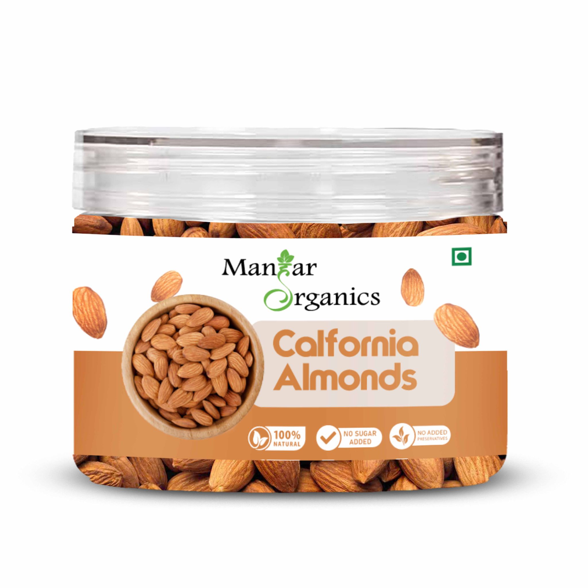 ManHar Organics California Almonds Jar 200gm | Badam Giri | Nutritious & Delicious High in Fiber & Boost Immunity | Healthy Snacks | Dry Fruit