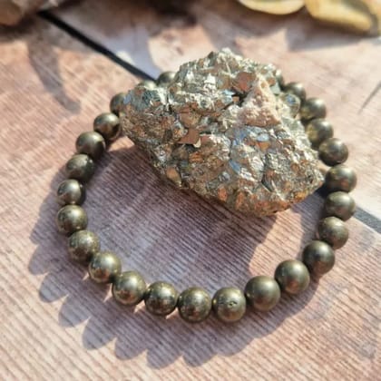 Original Pyrite Bracelet & Get a FREE Pyrite Stone  Wealth, Success & Positive Energy (Size - 8")