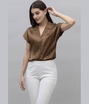 Purys Women Solid Satin Shirt ( Brown )