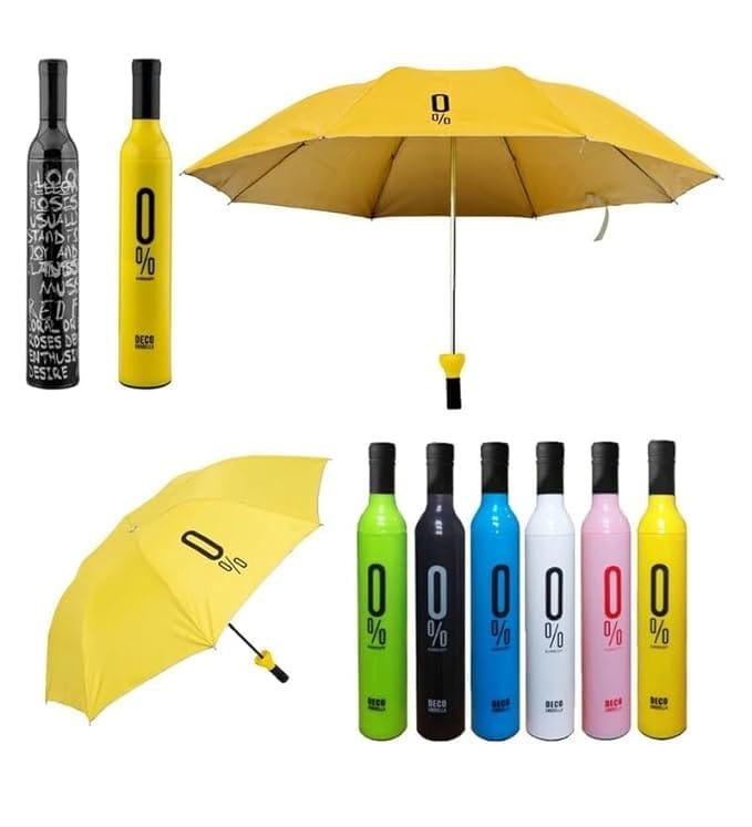 Wine Bottle Umbrella Windproof Double Layer Umbrella with Bottle Cover for UV Protection & Rain, For Men, Women, and Kids (Multicolor)
