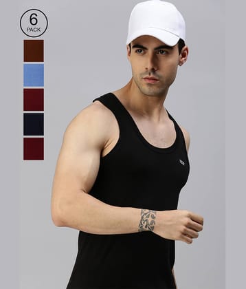 Pack of 6 Lux Cozi - Multi Cotton Blend Men's Vest