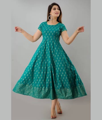 NeshamaKurti Women Rayon Printed Ethnic Dress ( Green )