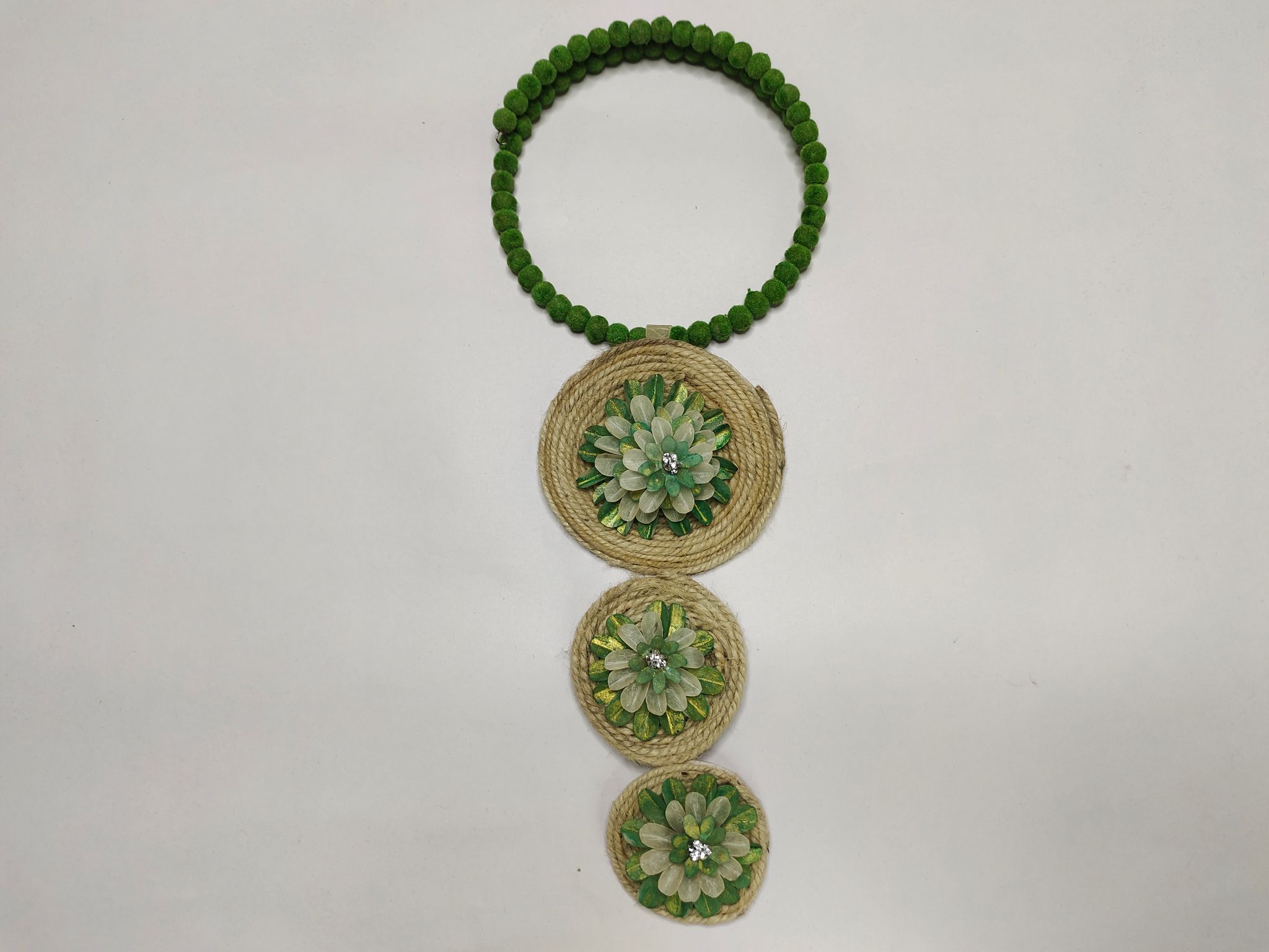 Handmade Jute & Kadam Phool Jewellery Set | Green